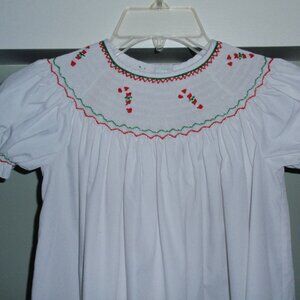 CHRISTMAS Candy Canes Dress Sweet Angela by Rosalina White Smocked Bishop 5t 5